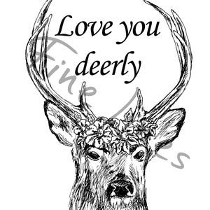 Love You Deerly Poster, Woodland Animals, Deer Head Print, Antler Decor ...