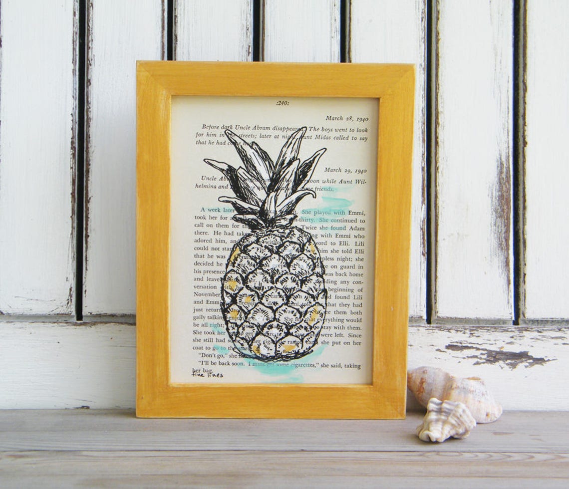 Pineapple Art Dictionary Print Pineapple Print Book Art Etsy Israel