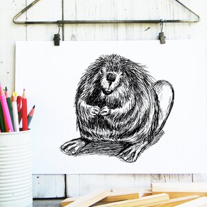 Beaver Printable, Cute Beaver Poster, Kids Room Decor, Nursery Decor ...