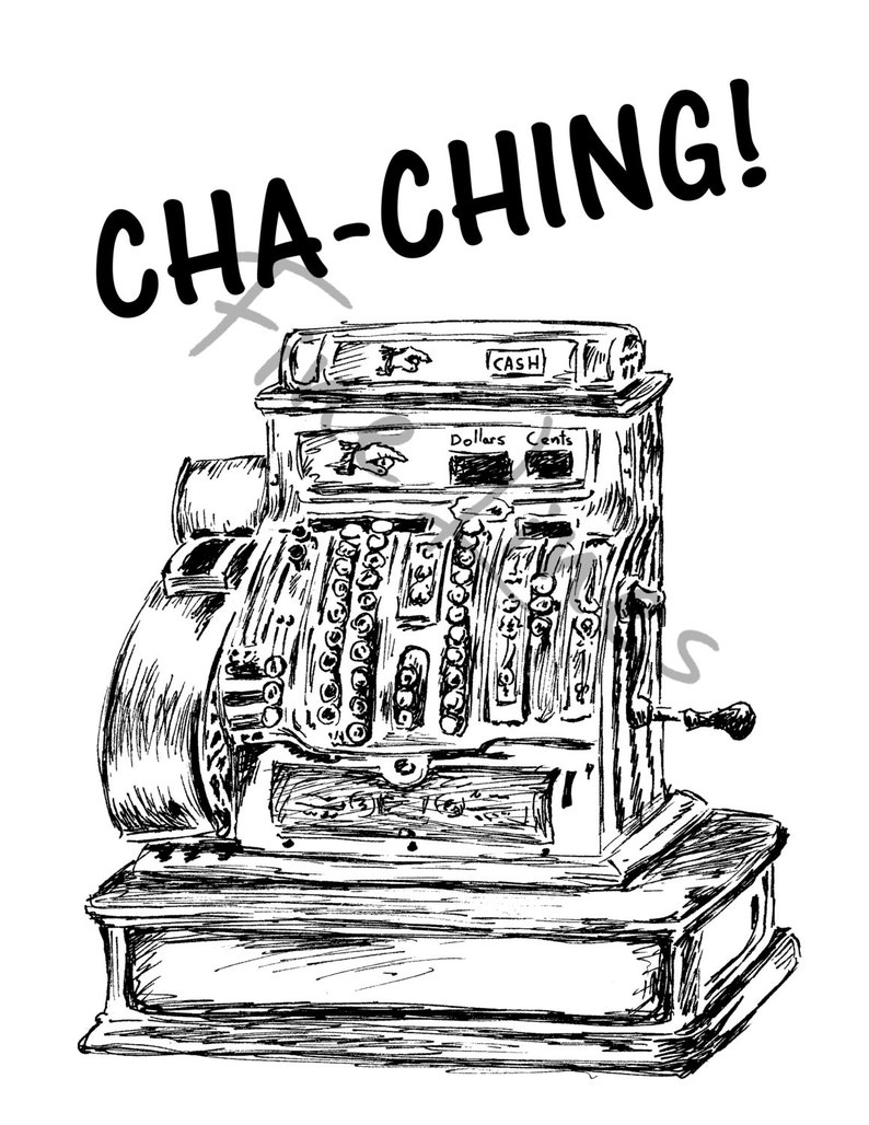 Quote Print Chaching Print Antique Cash Register Office Etsy