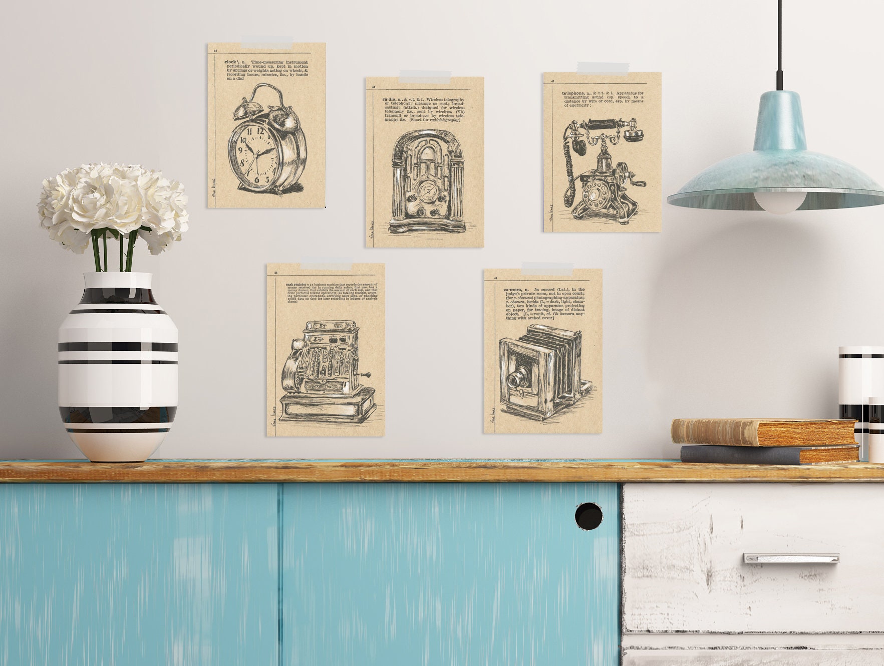 Vintage Style Prints Bedroom Decor Art & Collectibles | Etsy