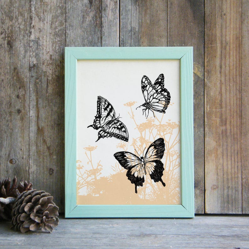 Butterfly Print Bedroom Decor Butterflies Poster Wall | Etsy