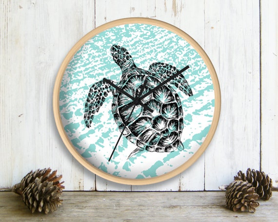 Sea Turtle Wall Clock Bedroom Decor Wall Clock Wood Beach Etsy