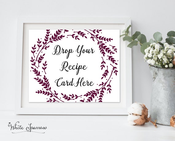 Drop Your Recipe Card Here, Recipe Card Sign. Bridal Shower Decorations. Berry Bridal Shower Sign. Berry Bridal Shower. Bridal Recipe Card Il_570xn