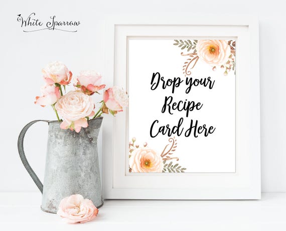 Recipe Card Sign, Bridal Shower, bridal shower sign, wedding decor, wedding shower, Bridal Shower decorations, Drop Your Recipe Card Here Il_570xn
