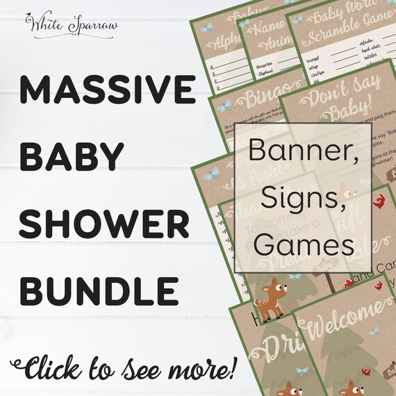 WOODLAND BABY SHOWER. baby shower bundle, Baby Shower decorations, Rustic Baby Shower. Neutral Baby Shower. Woodland Baby Shower Decorations Il_570xn