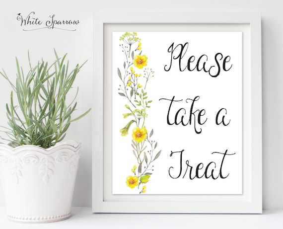 Please take a Treat, wedding sign, bridal shower decorations, wedding decorations, wedding favor sign, wedding signs, bridal shower signs Il_570xn