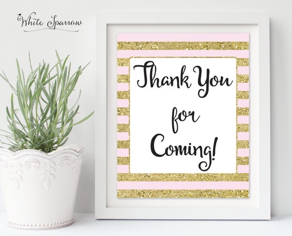 Thank you for coming sign, Gold Bridal Shower Sign. Bridal Shower Decorations. Gold Bridal Shower. Bridal Shower Thank you. Gold Shower Sign Il_570xn