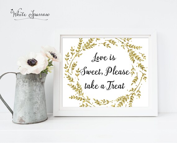 Love is Sweet, please take a Treat. Bridal Shower Decorations. Gold Bridal Shower Sign. Gold Bridal Shower. wedding shower, wedding ideas Il_570xn