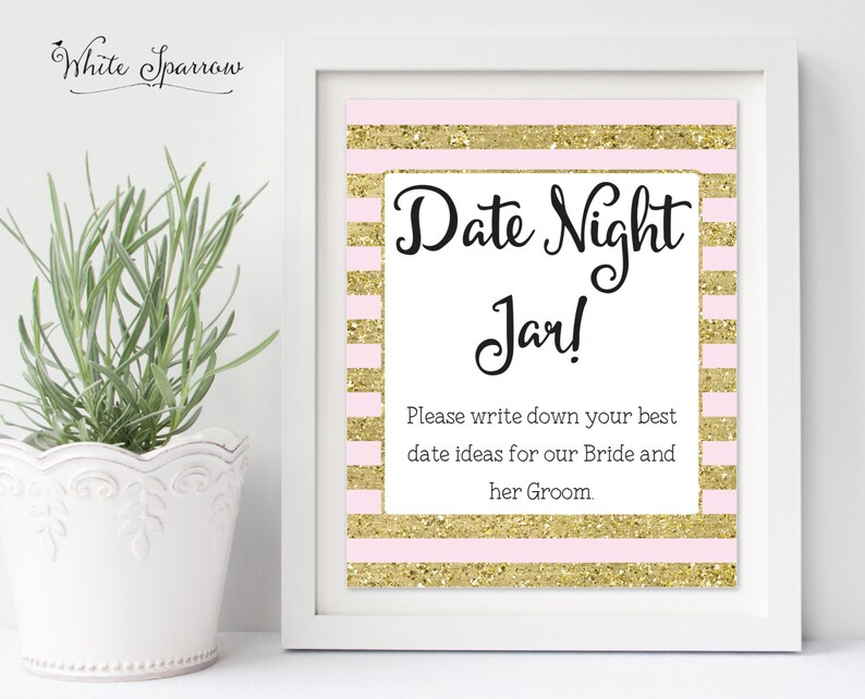 Date Night Jar Sign Gold Bridal Shower Gold Br Date Night Jar Sign Bridal Shower Decorations Ideas