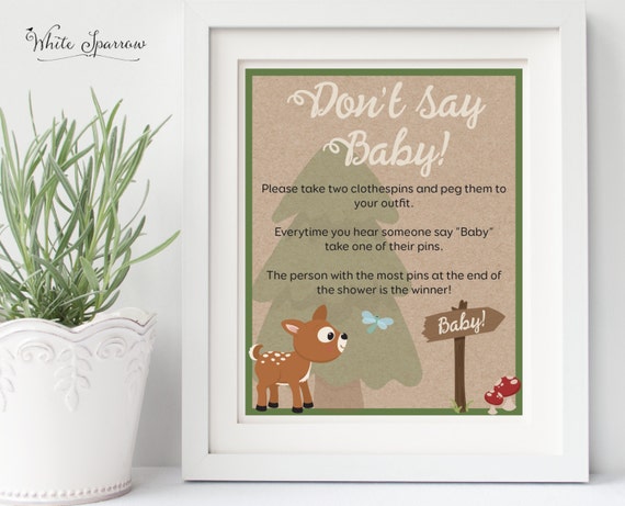 Woodland Baby Shower Game. Baby Shower Decorations. DON'T SAY BABY Baby Shower game, Woodland Baby Shower. Woodland Animal Baby Shower Il_570xn