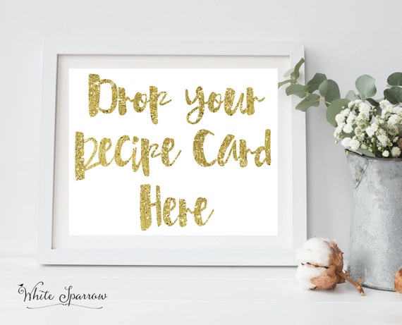 Gold Bridal Shower Sign. 5x7 inches, Bridal Shower Decorations. Gold Bridal Shower. Gold Decorations. Recipe Card Sign. Bridal Recipe Card. Il_570xn