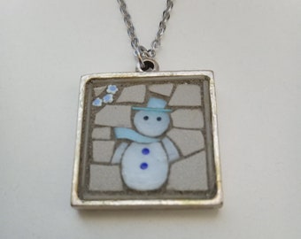 Micromosaic Snowman pendant
