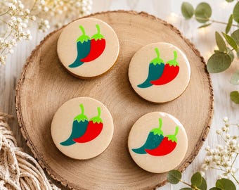 Red & Green Chile Wood Magnets – Southwestern Kitchen Decor, Set of 4