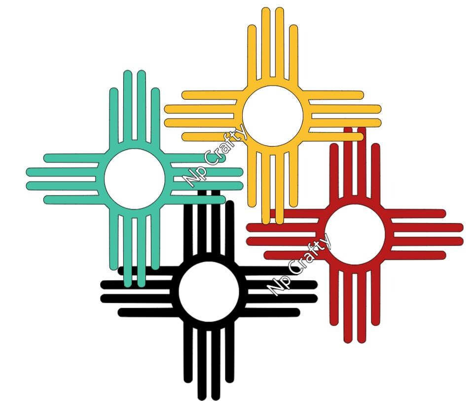 16 colors and 10 sizes! Beautiful round/circle Zia Sun Symbol Vinyl Decal/Bumper Sticker New Mexico, Car Truck Laptop Canisters Windows