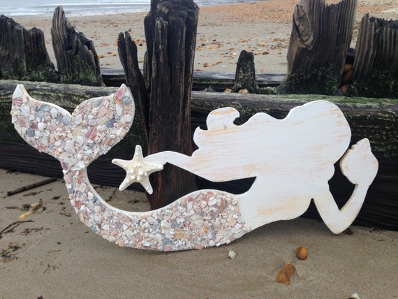 Wood Mermaid Mermaid Art Mermaids Mermaid Shell Art Etsy