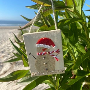Sand snowman, tropical snowman, coastal snowman, coastal art, snowman art, snowman at the beach, Christmas at the beach, beachy christmas
