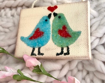 Pájaros del amor, arte de aves, inspiración para bodas, amor, día de San Valentín, arte costero, arte de playa