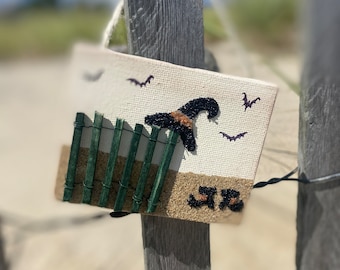 Witch decor, witch hat, witch ornament, Halloween decor, Halloween at the beach, fall at the beach, witch art, witch, witches,