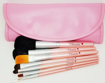 PERSONALIZED Makeup Brushes - Pink Full Brush Set