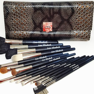 MONOGRAMMED Bronze Snake Skin Makeup Brushes image 1