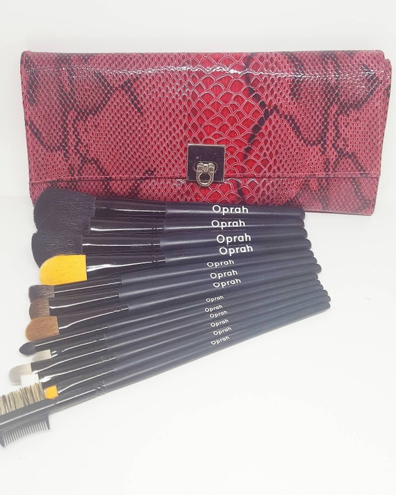 MONOGRAMMED Makeup Brushes - Pink Snake Skin Brush Set