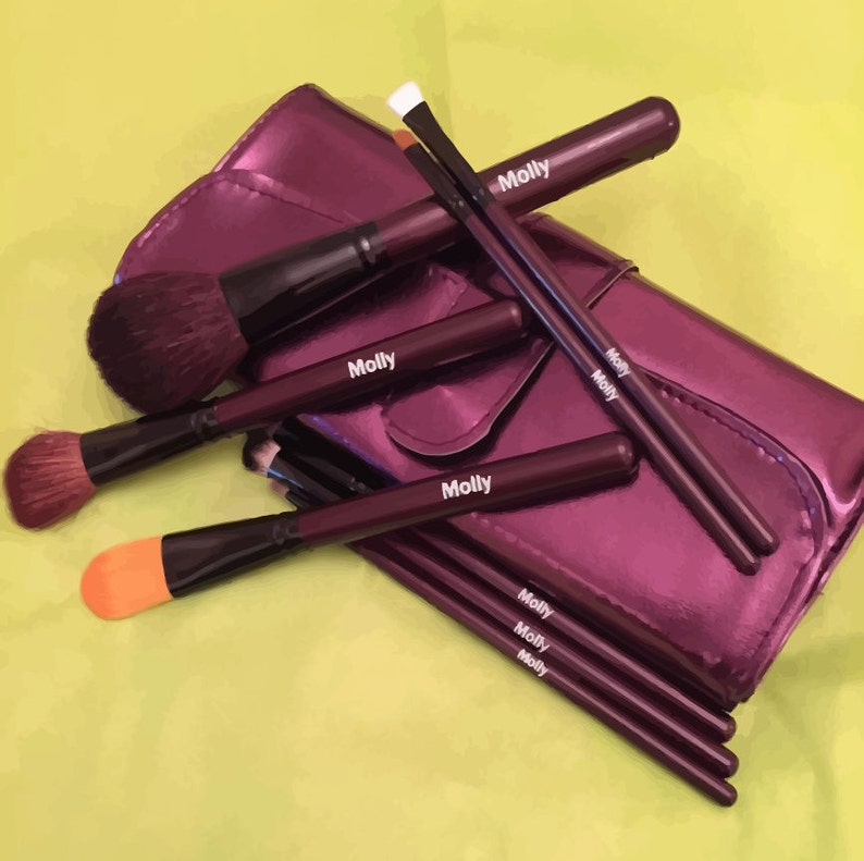 PERSONALIZED Makeup Brushes Plum Brush Set image 1