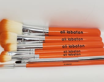 PERSONALIZED Makeup Brushes - ORANGE Brush Set