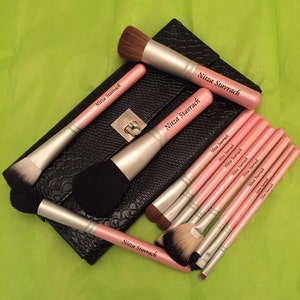 PERSONALIZED Makeup Brushes - Perfectly Pink Snake Skin Brush Set