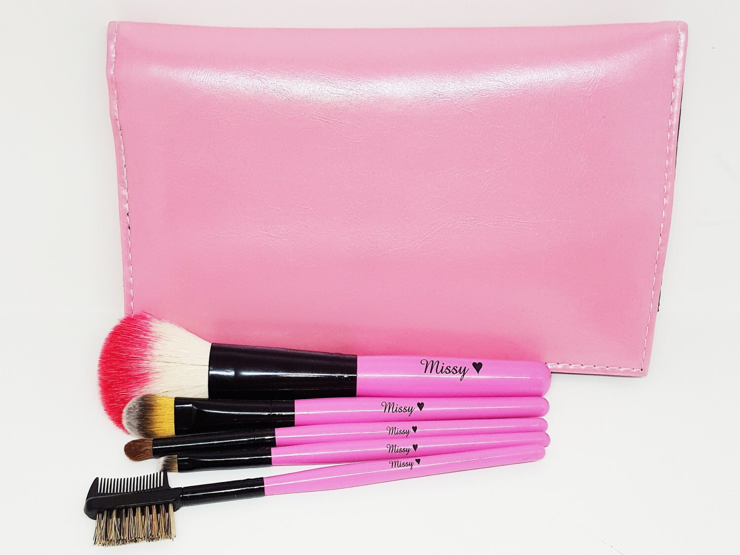 CUSTOMIZED Makeup Brushes Pink Flat Brush Set Etsy