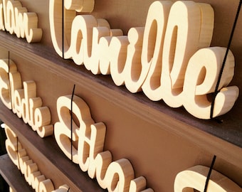 Wooden first name to personalize, wall decoration to decorate a child's room or party, birthday, babyshower, birth gift