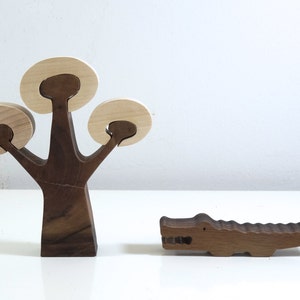Animaux d'Afrique en bois naturel // Jouet écologique pour enfant // Jouet en bois // Eléphant, Girafe, crocodile en bois image 5