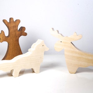 Animaux de la foret en bois // Jouet en bois écologique // Loup Ours Renard Elan // jouets Montessori // Jouet pour enfant image 4