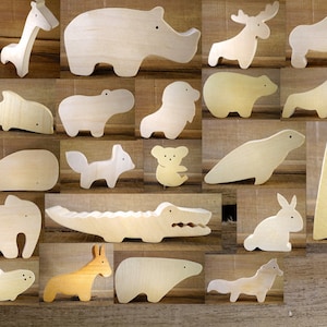 Choose 4 Wooden Animals  // Montessori Toys //  Nursery décor //  baby wooden toys  //  imagination kid // Elephant - Bear // waldorf