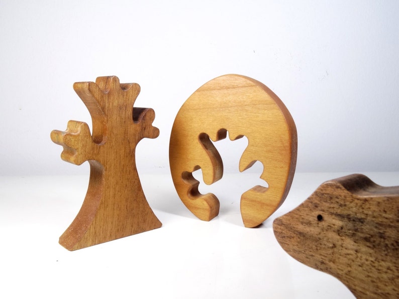 Animaux de la foret en bois // Jouet en bois écologique // Loup Ours Renard Elan // jouets Montessori // Jouet pour enfant image 3