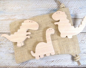 Set of 3 Wood Fridge Magnet (  dinosaurs ) - Refrigerator magnets - Funny Magnets - idea for gift - refrigerator magnet set