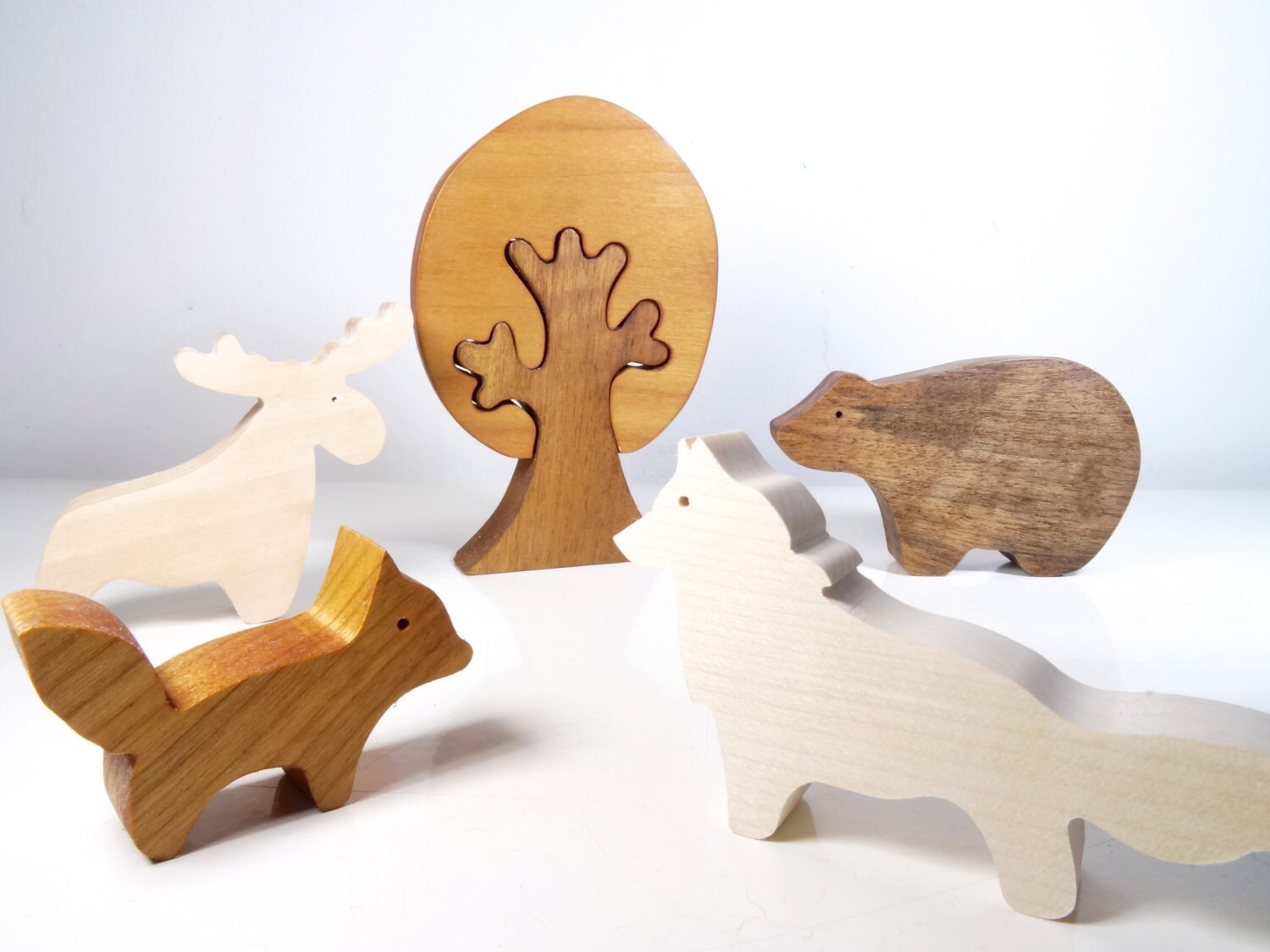 Wooden toys forest animals // baby gift // baby toys // eco friendly Toys for baby // Bear, Fox, Moose, wolf // Wood toys // Montessori toys