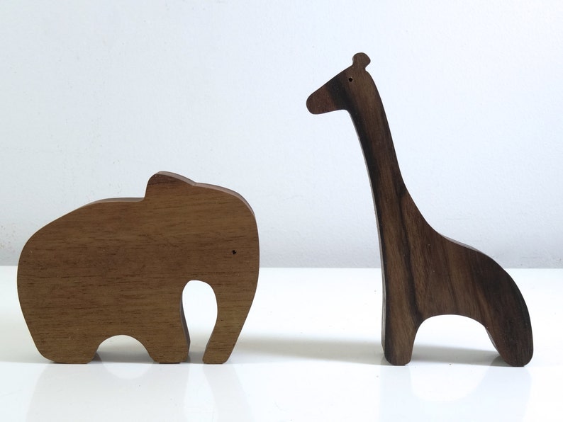 Animaux d'Afrique en bois naturel // Jouet ?�cologique pour enfant // Jouet en bois // El?�phant 