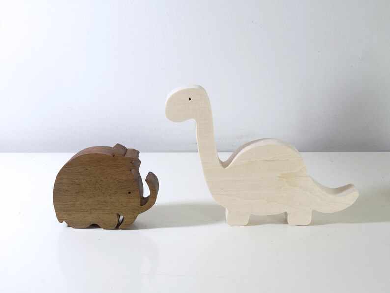 Wooden toys Dinosaurs and wooly mammoth Montessori Toys Natural Organic Toys Christmas Gift image 3