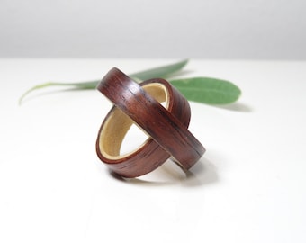 Wooden Engagement Rings Set Mapple and RoseWood // Originals Wedding rings // Unique wedding band // wooden ring //  wedding band set