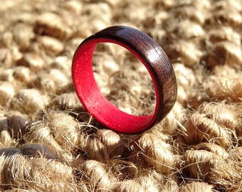 Red and black wood ring