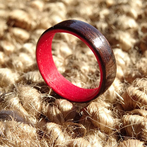 Bague Bois rouge et noire