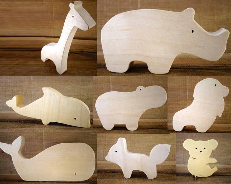 Choose 4 Wooden Animals // Montessori Toys // Nursery Décor // Etsy