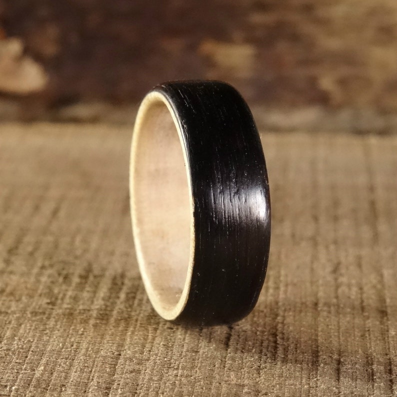 Maple and Ebony Wooden Ring // Wood Ring // Wooden Jewelry // Etsy