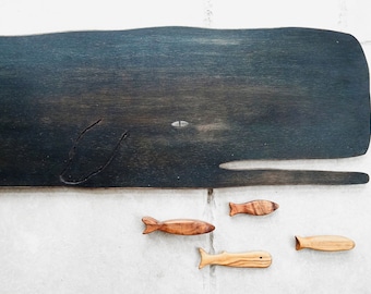 Wooden Whale Wall Art 40&quot; - Nautical Decor - Wooden ocean decor - wooden whale decor - Vintage Wall decor - Whale art  - Beach house decor