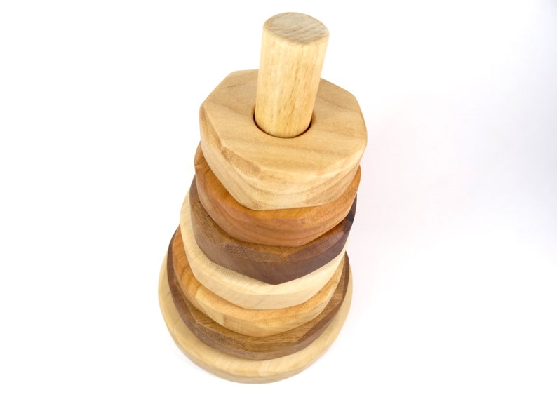 Jouet d'Eveil Empilable en bois // Jeu de Construction pour enfant // Jouet éducatif pour bébé // Pyramide en bois image 3