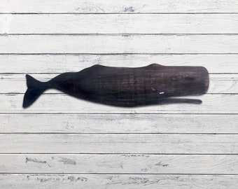 Rustic and Vintage Wood Wall Decoration, Nautical Art, Retro Wall Decoration, Sperm Whale, Whale, Marine Animals