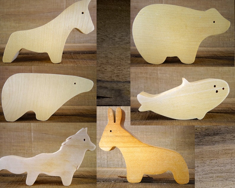 Choose 4 Wooden Animals // Montessori Toys // Nursery Décor // Etsy