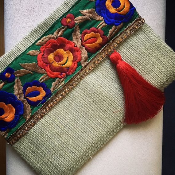 Sage Floral Clutch Bohemian Clutch Boho bag women handbag | Etsy