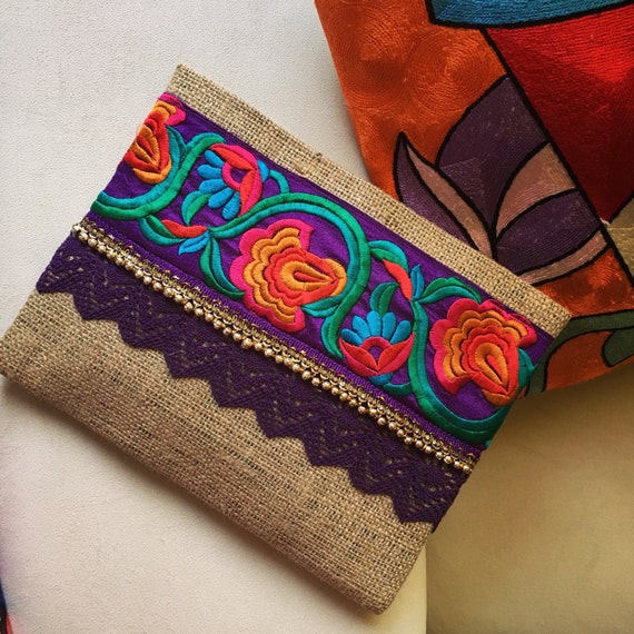 Purple Ethnic Clutch Womens Handbag Bohemian clutch boho | Etsy